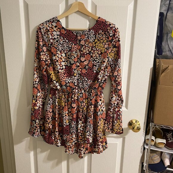 Francesca's Mi Ami Long Sleeve Floral Romper - Picture 2 of 4